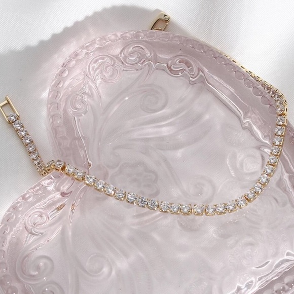 NEW 14K GOLD TENNIS CHAIN DIAMOND CHOKER NECKLACE, NICE NECKLACE, CUTE NECKLACE - Picture 3 of 6